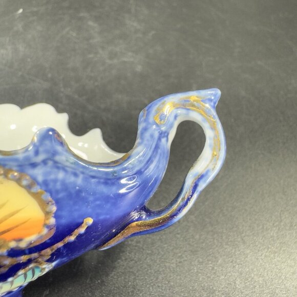 Vintage Germany Fien Porcelain Basket Dish Small Miniature Dish With Handles VTG - Picture 5 of 11